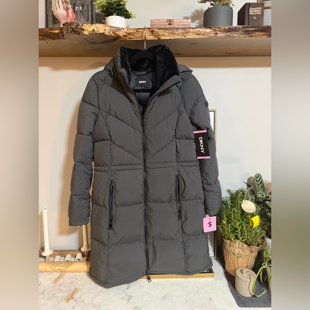 NWT DKNY Charcoal Puffer Jacket for Women